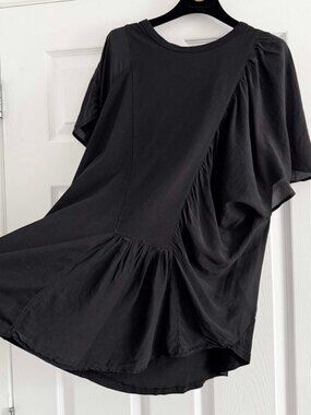 CLU Combo Cotton/Silk Blend Tee Shirt in Black, size Medium